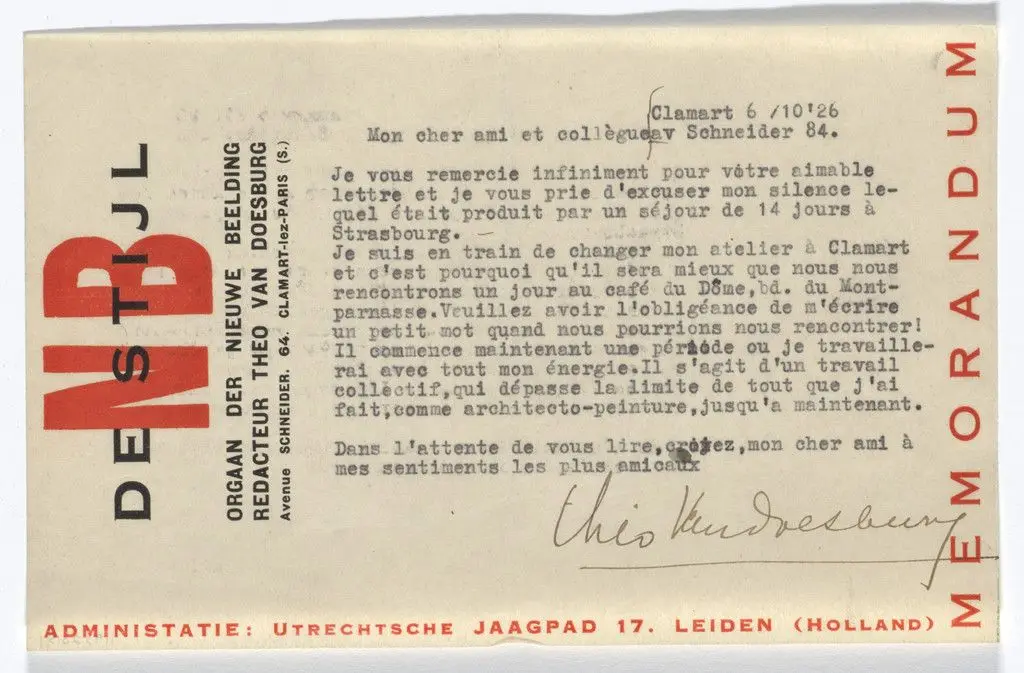 De Stijl NB stationery note paper by Theo van Doesburg