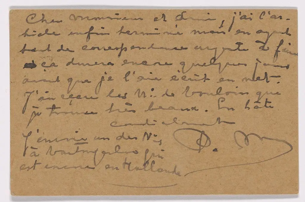 Postcard (Addressed to A.F. Del Marle) by Piet Mondrian