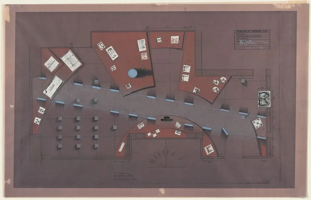 Exhibition "Mario Bellini: Designer.", The Museum of Modern Art, New York, 1987, Installation plan by Mario Bellini