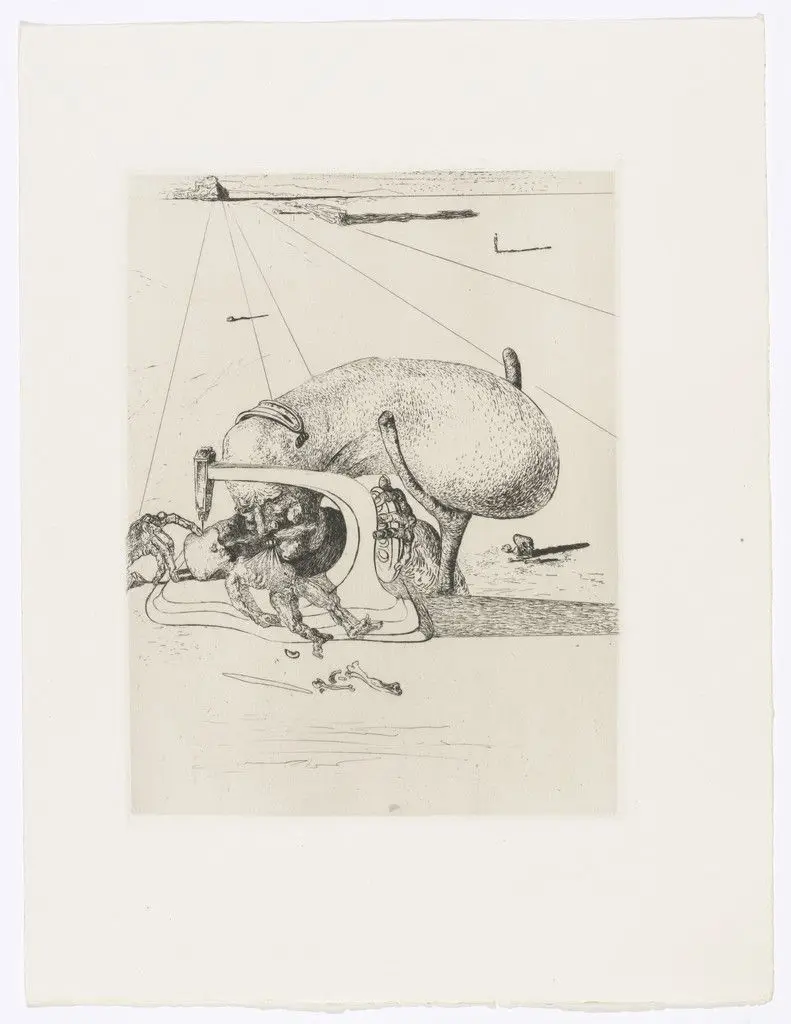 Plate (facing page 92) from Les Chants de Maldoror (The Songs of Maldoror) by Salvador Dalí