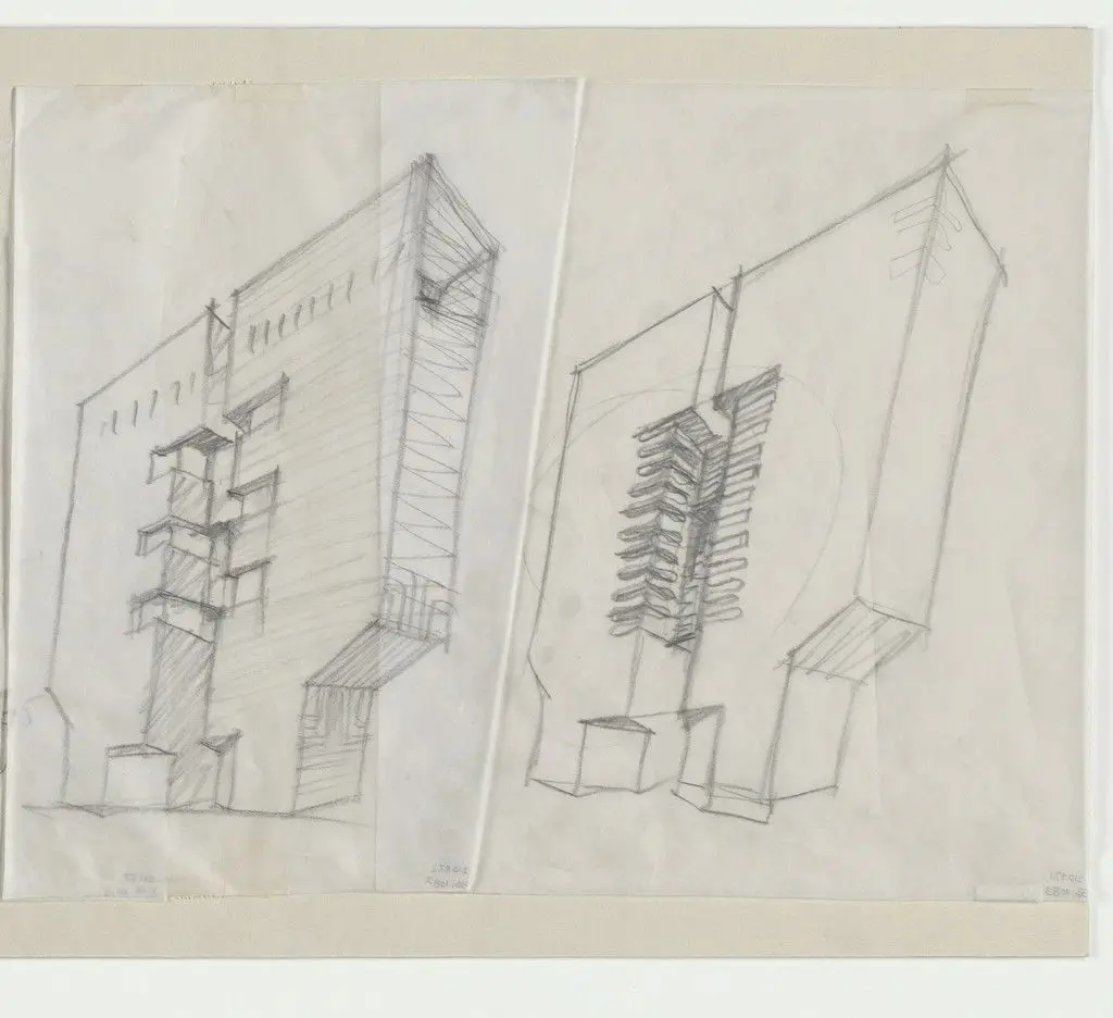 Gotthard Bank, Lugano, Switzerland (Preliminary sketch) by Mario Botta