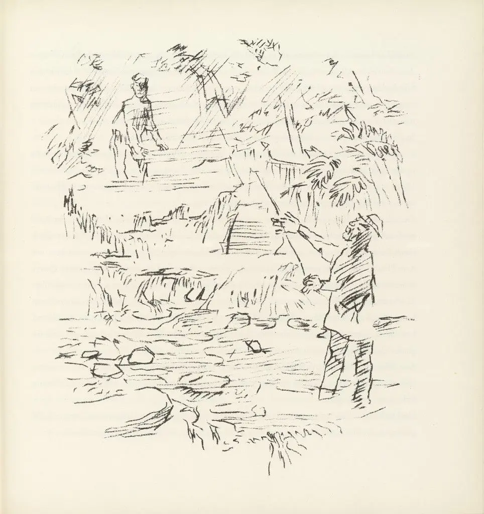 Reed Fishing (Reed beim Angeln) (plate, folio 11) from Ann Eliza Reed by Oskar Kokoschka