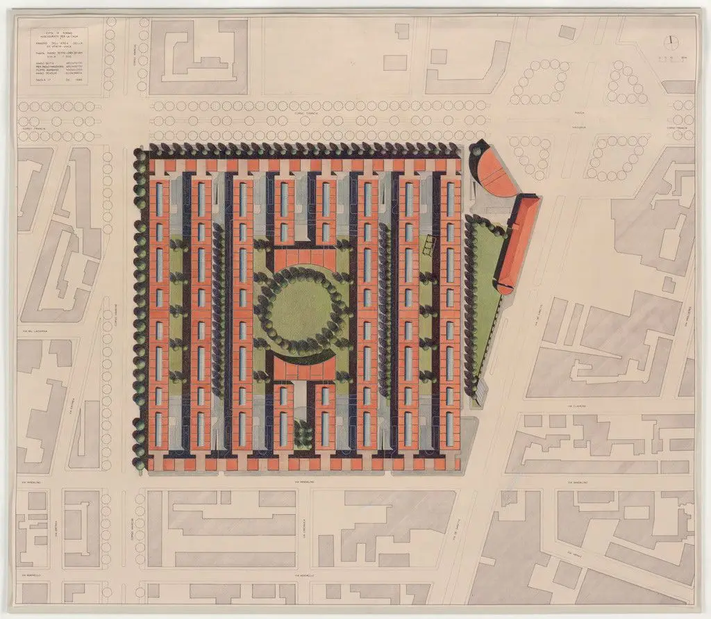 Urban Housing, Turin, Italy, Site plan by Mario Botta