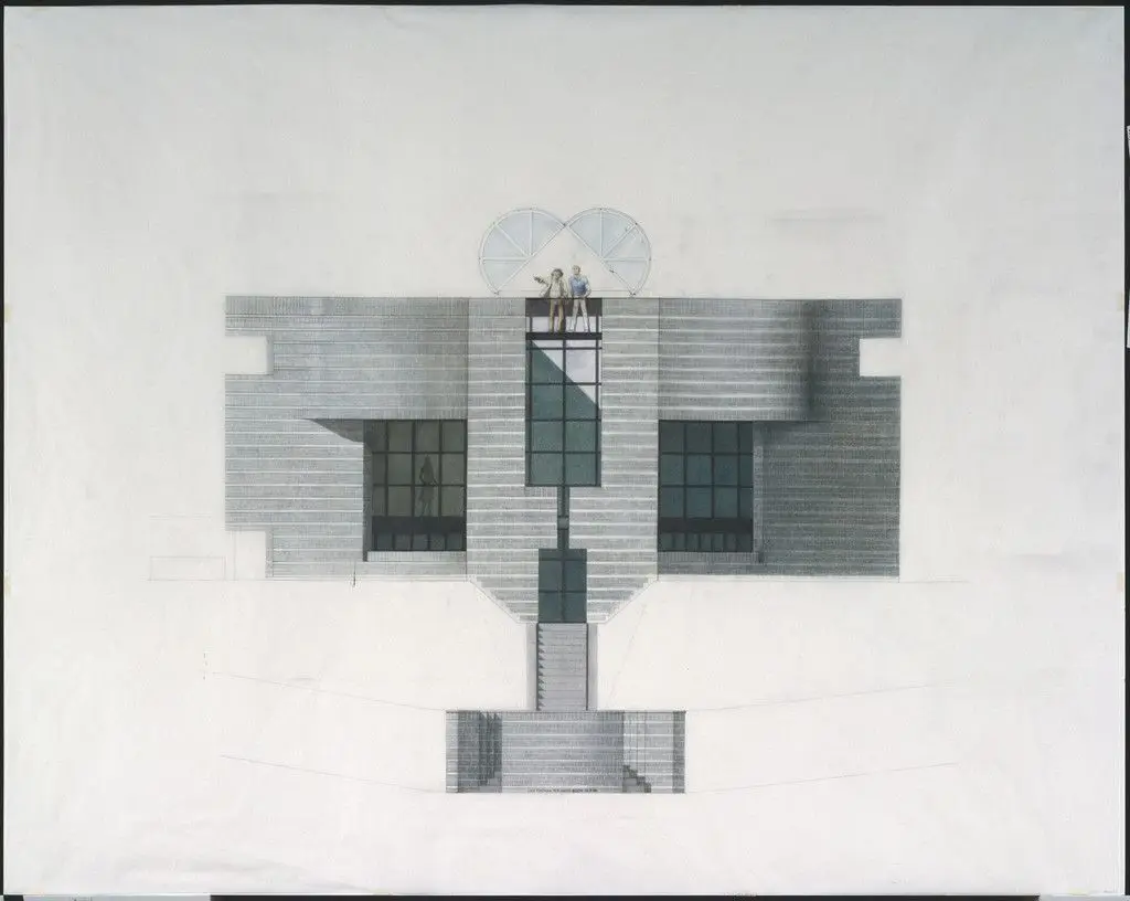 House, Breganzona, Switzerland, Elevation by Mario Botta