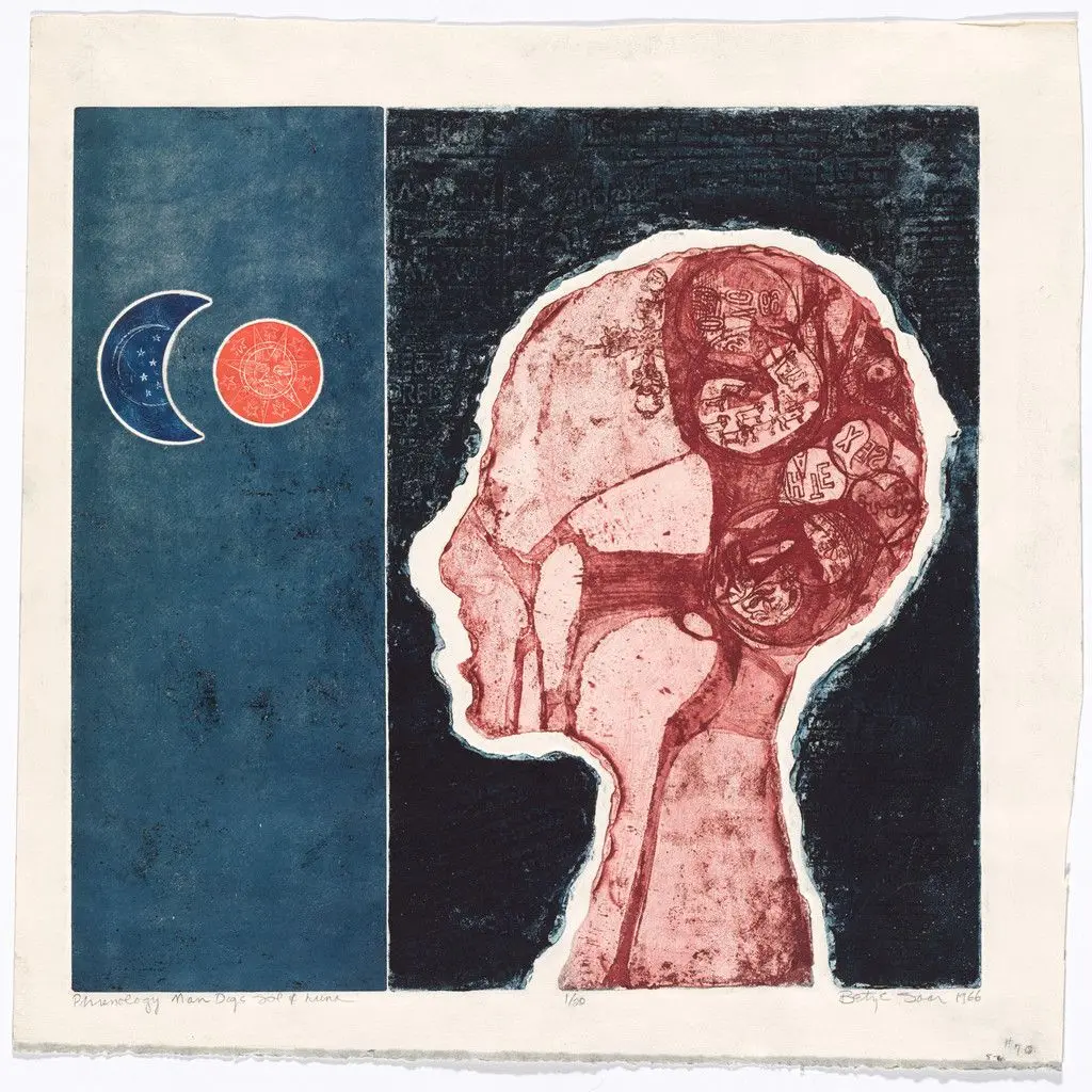 Phrenology Man Digs Sol y Luna by Betye Saar