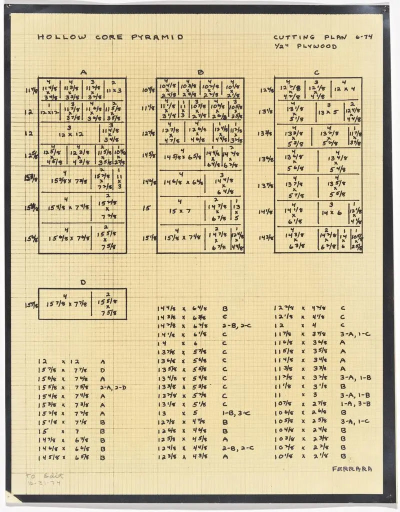 Hollow Core Pyramid (Drawing M148) by Jackie Ferrara
