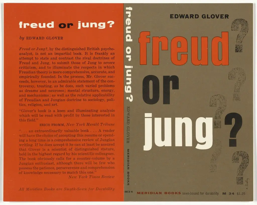 Book cover for "Freud or Jung" by Edward Glover by Elaine Lustig Cohen