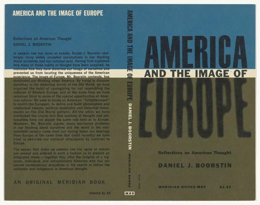 Book cover for "America and the Image of Europe" by Daniel J. Boorstein by Elaine Lustig Cohen
