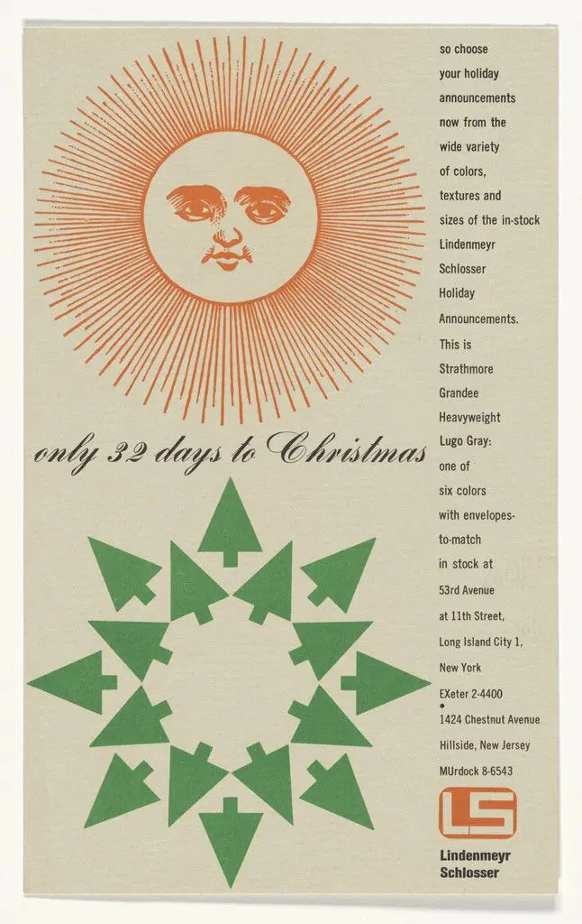 Advertising cards for Lindenmeyr Schlosser by Elaine Lustig Cohen