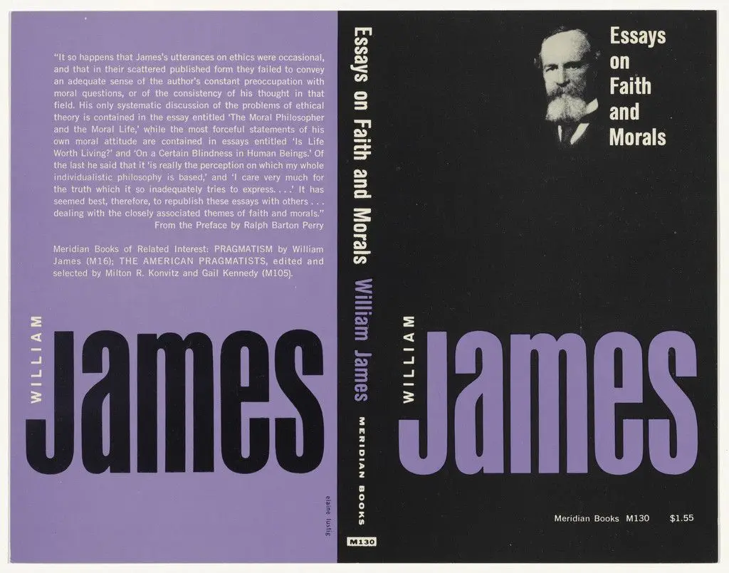 Book cover for "Essays on Faith and Morals" by William James by Elaine Lustig Cohen