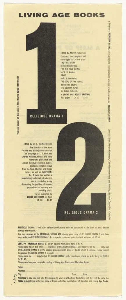 Advertisement for Living Age Books by Elaine Lustig Cohen