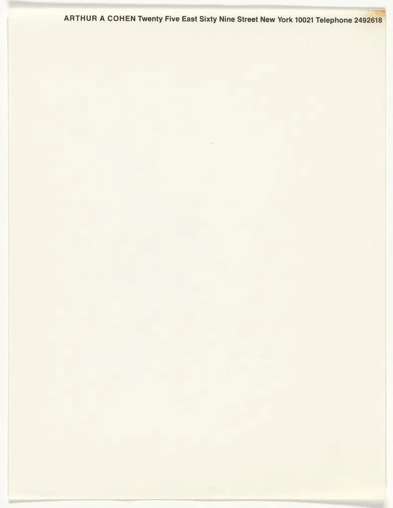 Arthur A. Cohen stationery by Elaine Lustig Cohen