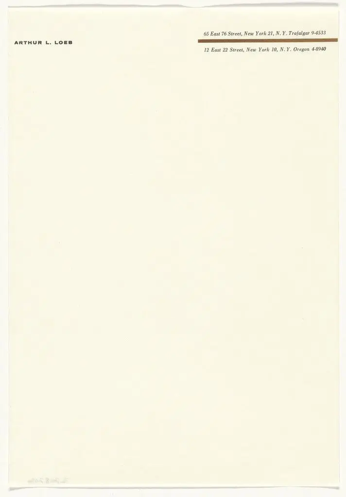Arthur L. Loeb stationery by Elaine Lustig Cohen