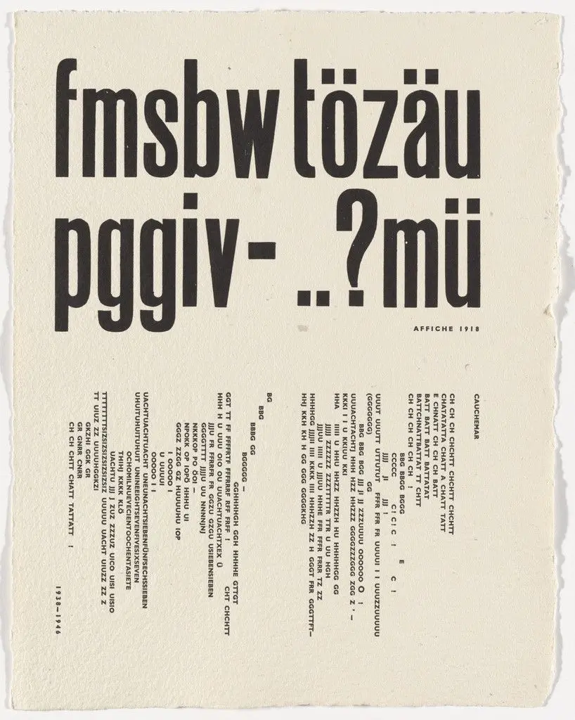 In-text plate (folio 13) from Poésie de mots inconnus by Raoul Hausmann