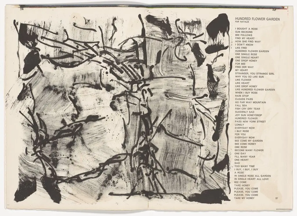 Double page in-text plate (pages 56 and 57) from 1¢ Life by Jean Paul Riopelle