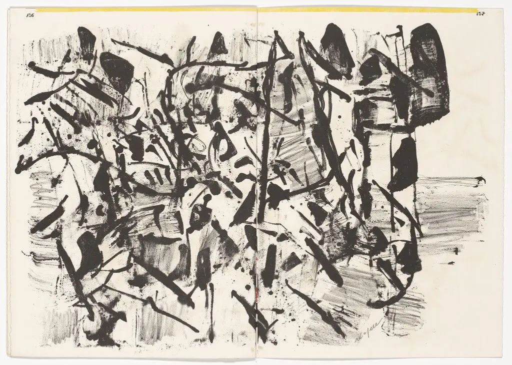 Double page plate (pages 156 and 157) from 1¢ Life by Jean Paul Riopelle