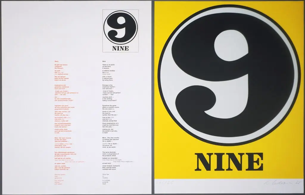 Nine (plate, folio 28) from Numbers by Robert Indiana