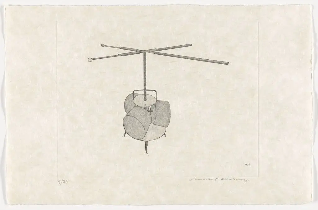 Duplicate of The Chocolate Grinder and The Scissors (supplementary suite, plate 16) from The Large Glass and Related Works, Vol. 1 by Marcel Duchamp