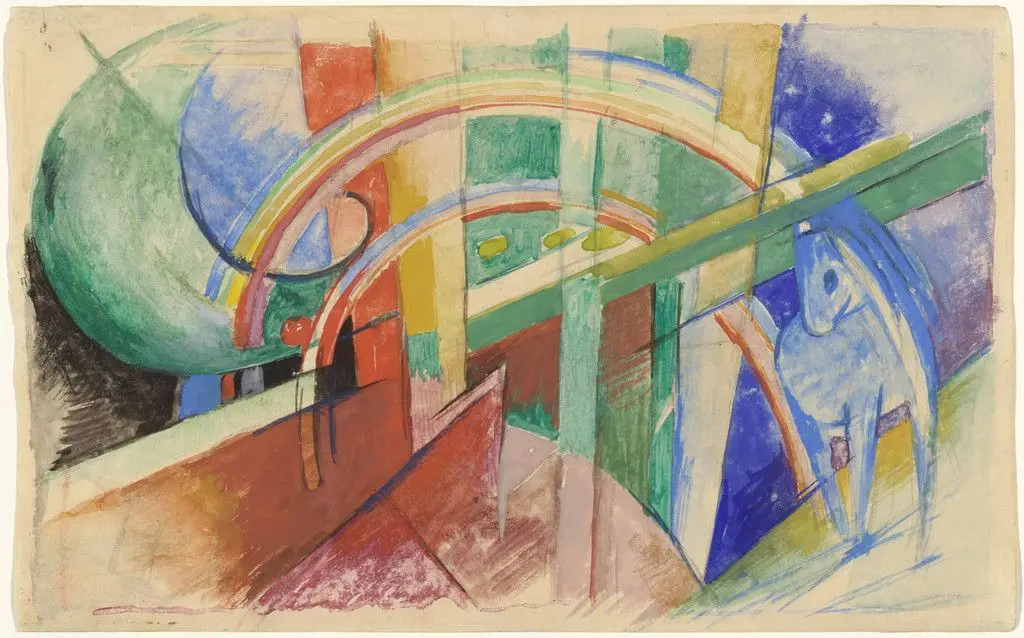Blue Horse with Rainbow (Blaues Pferd mit Regenbogen) by Franz Marc