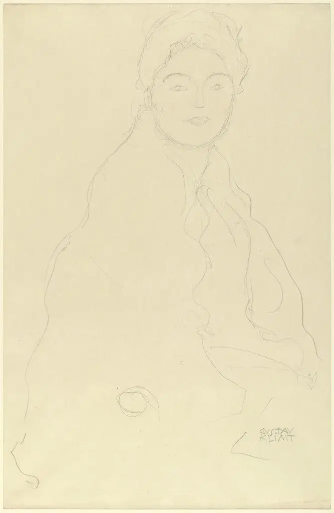 Seated Woman (Sitzend nach rechts, Halbbild) by Gustav Klimt