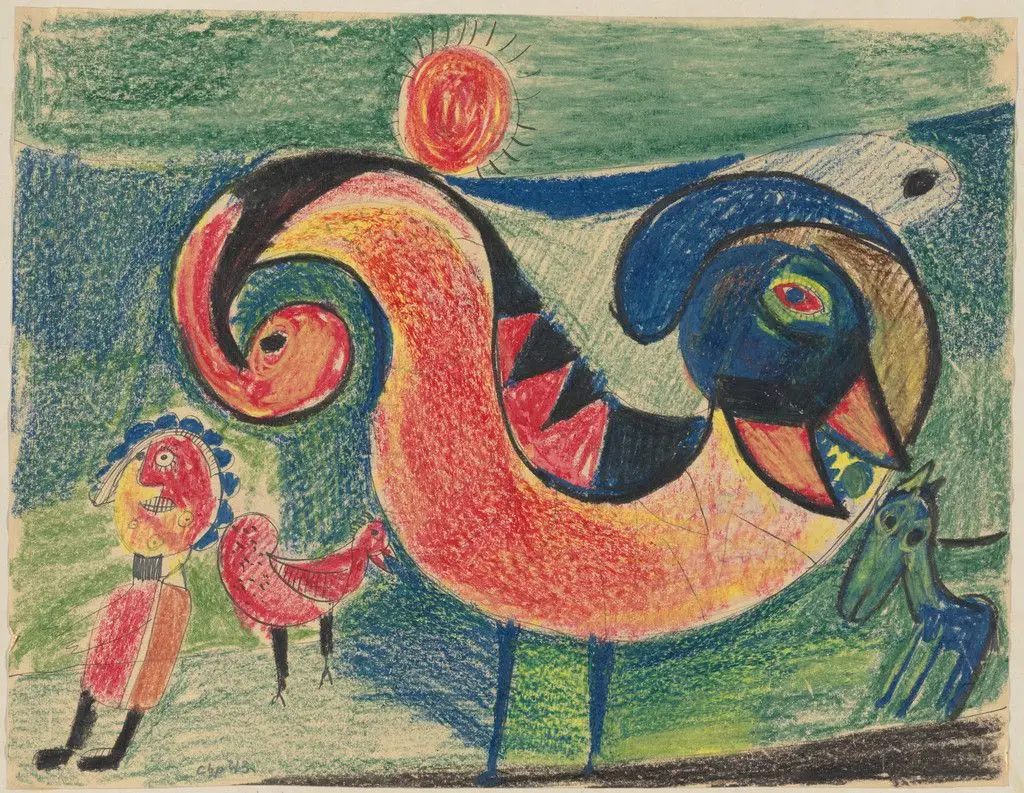 Pastorale with Big Bird by Carl-Henning Pedersen