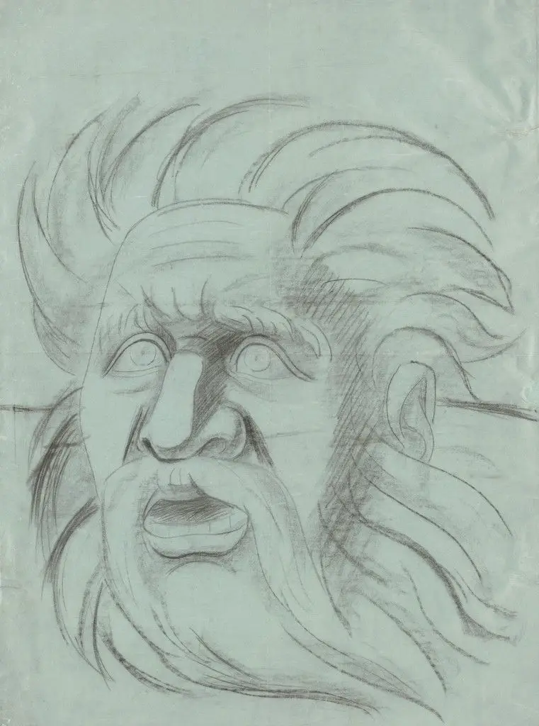Head of Quetzalcoatl (Study for the Dartmouth College Mural, "An Epic of American Civilization") by José Clemente Orozco