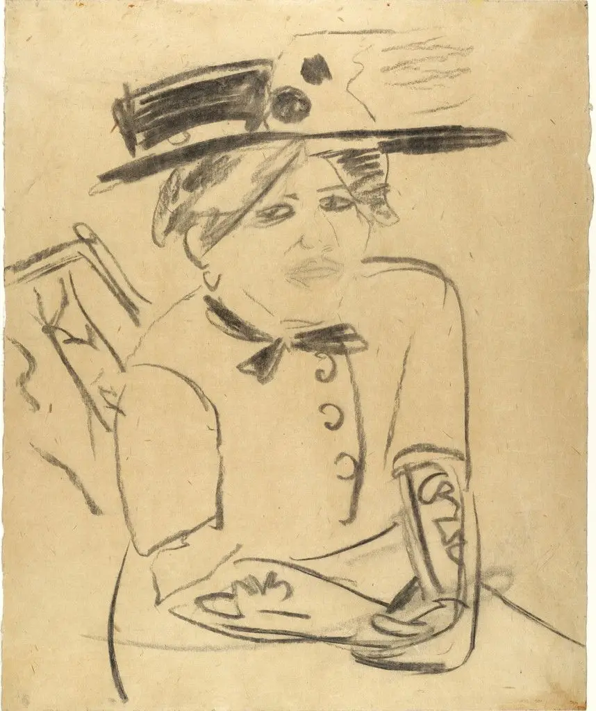 Seated Woman with Hat (Sitzende mit Hut) by Ernst Ludwig Kirchner