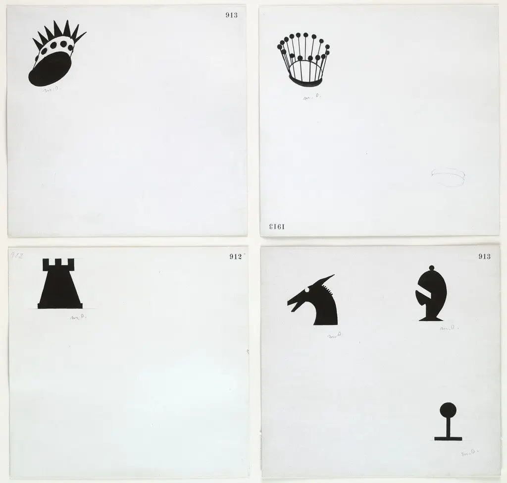 Designs for Chessmen by Marcel Duchamp