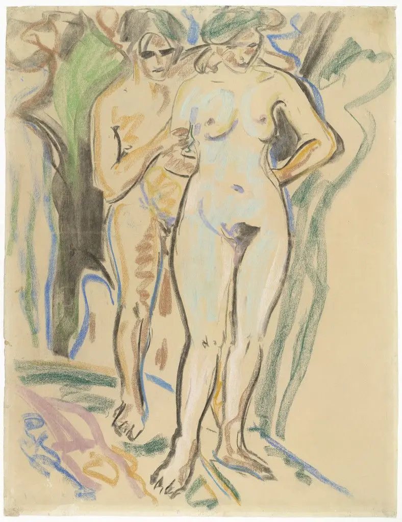 Two Nudes in a Landscape (Zwei Akte im Freien) by Ernst Ludwig Kirchner