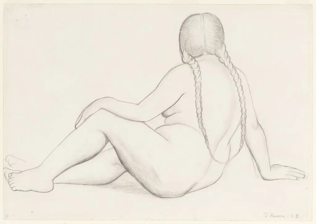 Nude with Braided Hair (Luz Jiménez) by Diego Rivera
