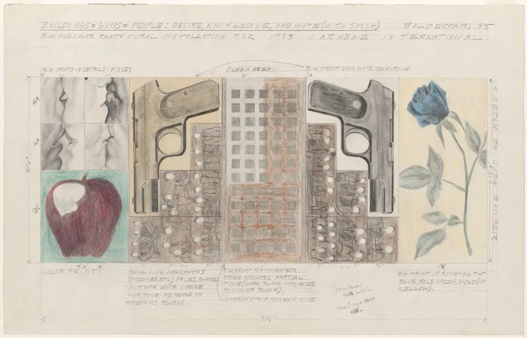 Buildings=Guns=People: Desire, Knowledge, and Hope (with Smog). Study for Mural, Carnegie International by John Baldessari