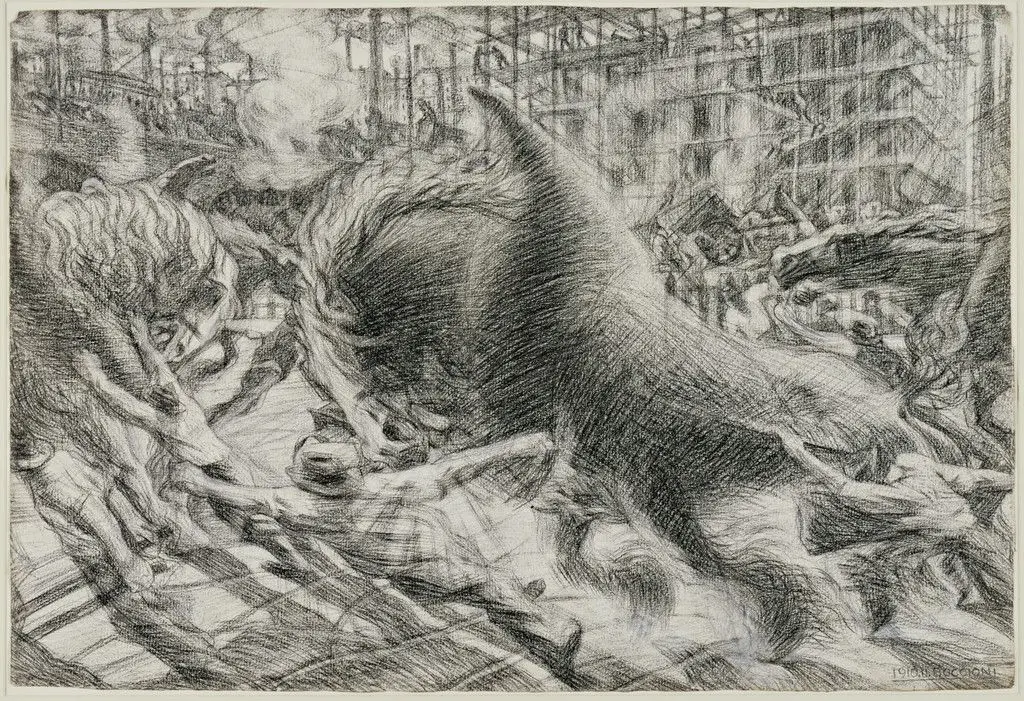 Study for The City Rises by Umberto Boccioni