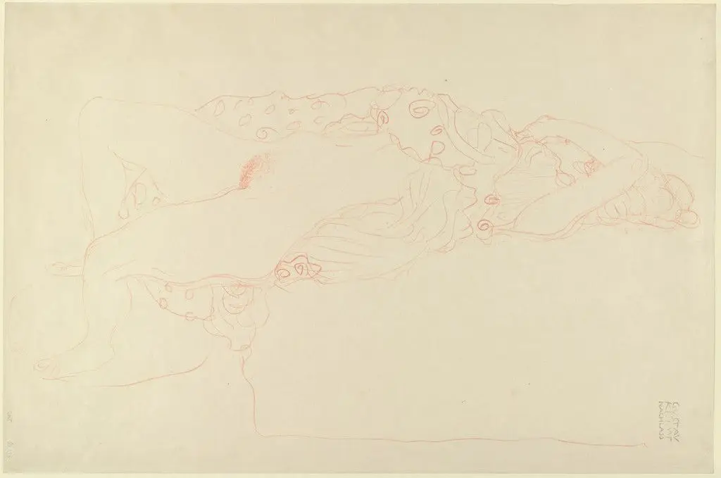 Reclining Woman (Liegender Halbakt nach rechts) by Gustav Klimt
