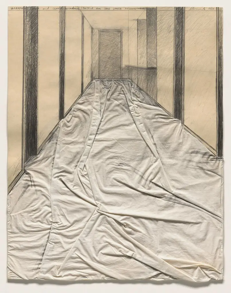 Wrapped Floor and Closed Windows (Project for Haus Lange Museum, Krefeld) by Christo