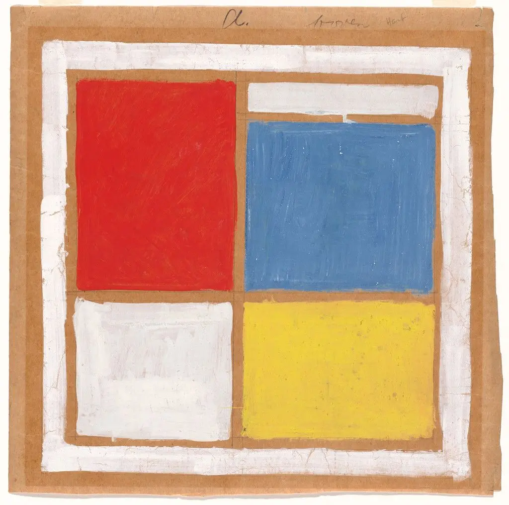 Design for a stained-glass window for Christian ULO School, Rehobôth te Drachten by Theo van Doesburg