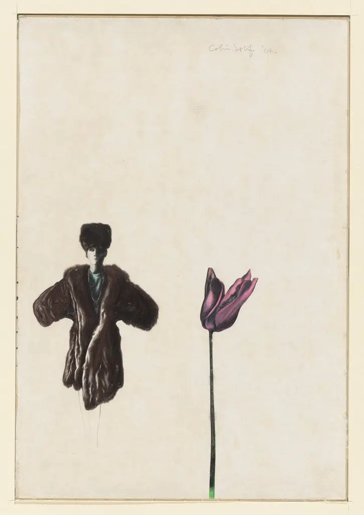Woman in a Fur Coat and Tulip by Colin Self