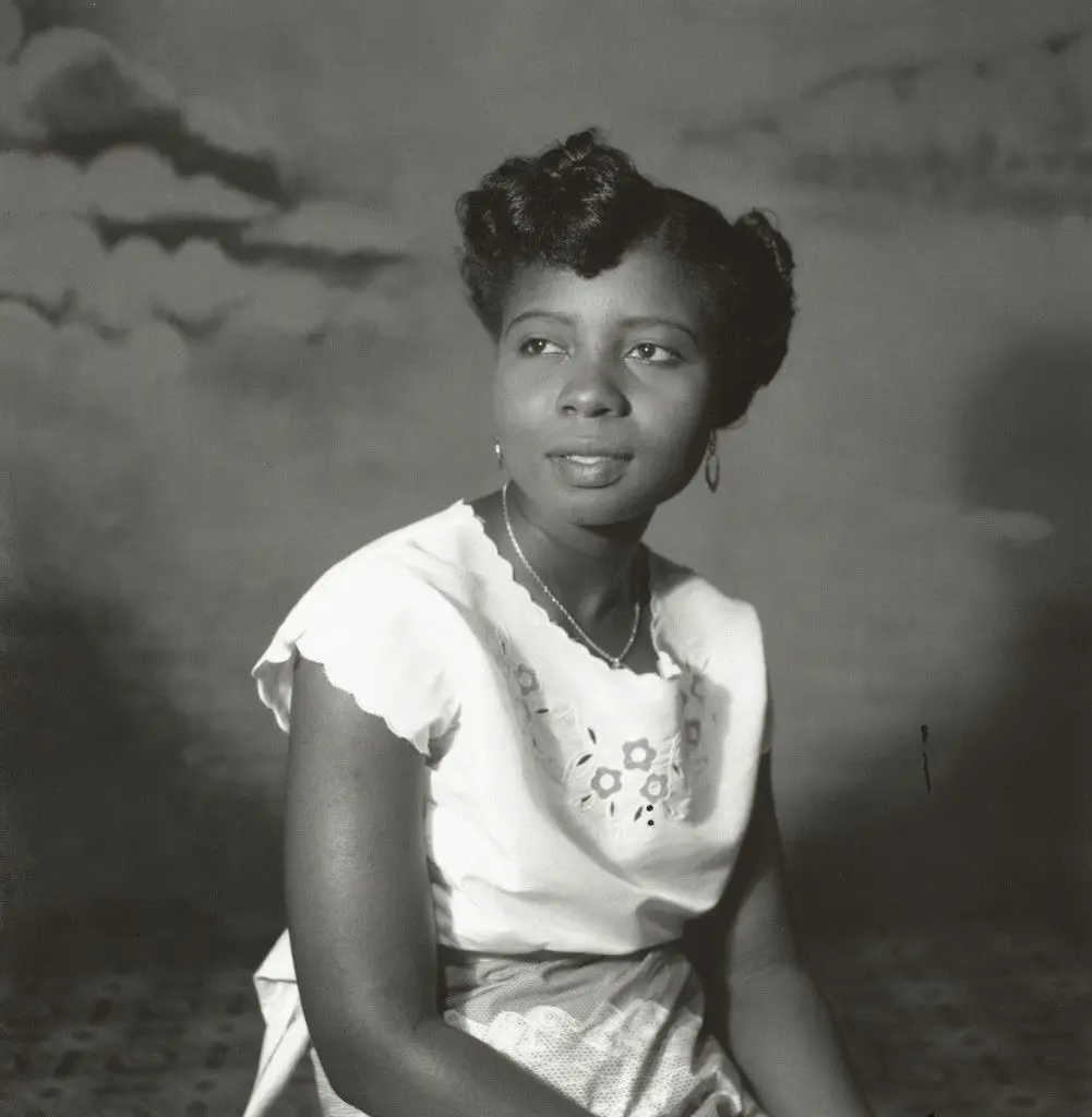 Portrait of Evelyn Abbew, Ever Young Studio, Accra by James Barnor
