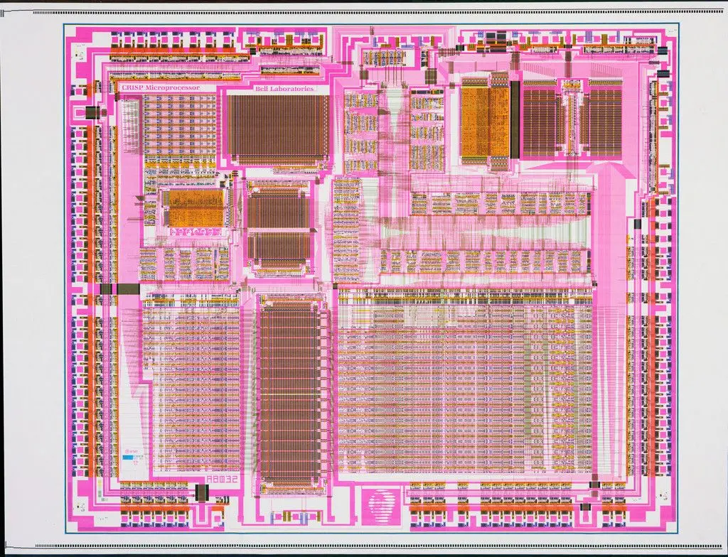 Detail of Microprocessor (CRISP) Diagram by AT&T Bell Laboratories, Murray Hill, NJ