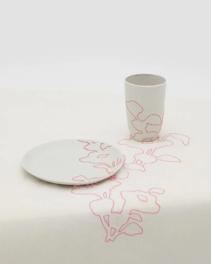 Embroidered tablecloth by Hella Jongerius