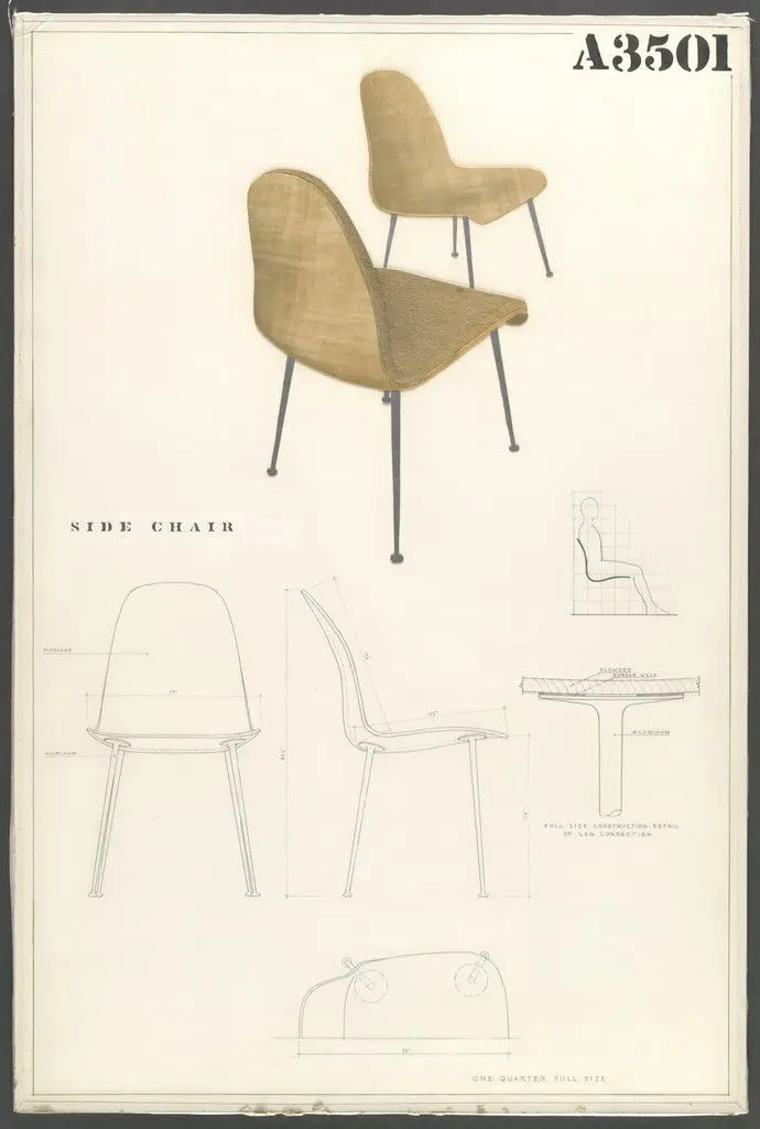 Side Chair (Entry Panel for MoMA Competition for Organic Design in Home Furnishings) by Charles Eames, Eero Saarinen