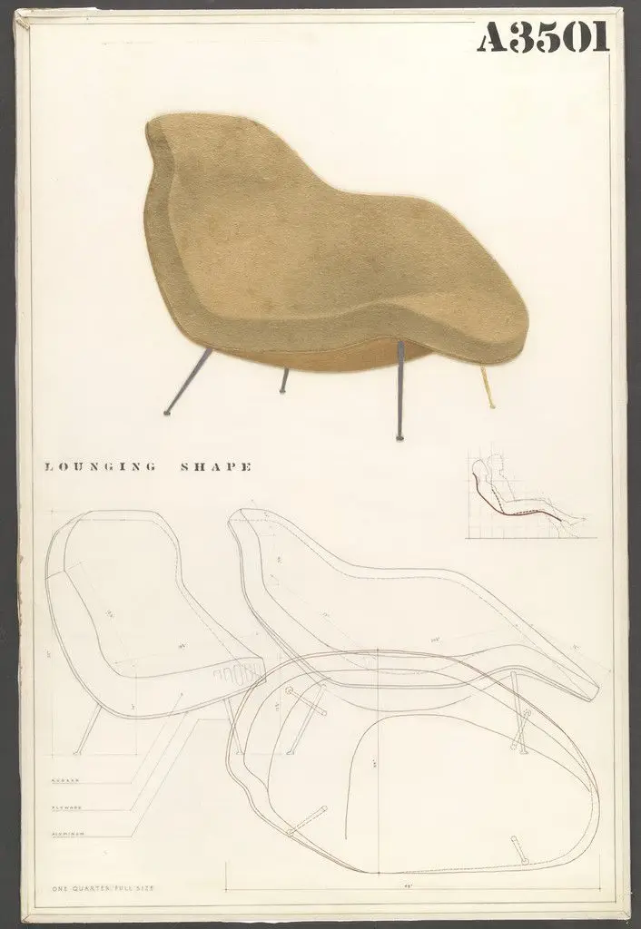 Lounge Chair (Entry Panel for MoMA Competition for Organic Design in Home Furnishings) by Charles Eames, Eero Saarinen