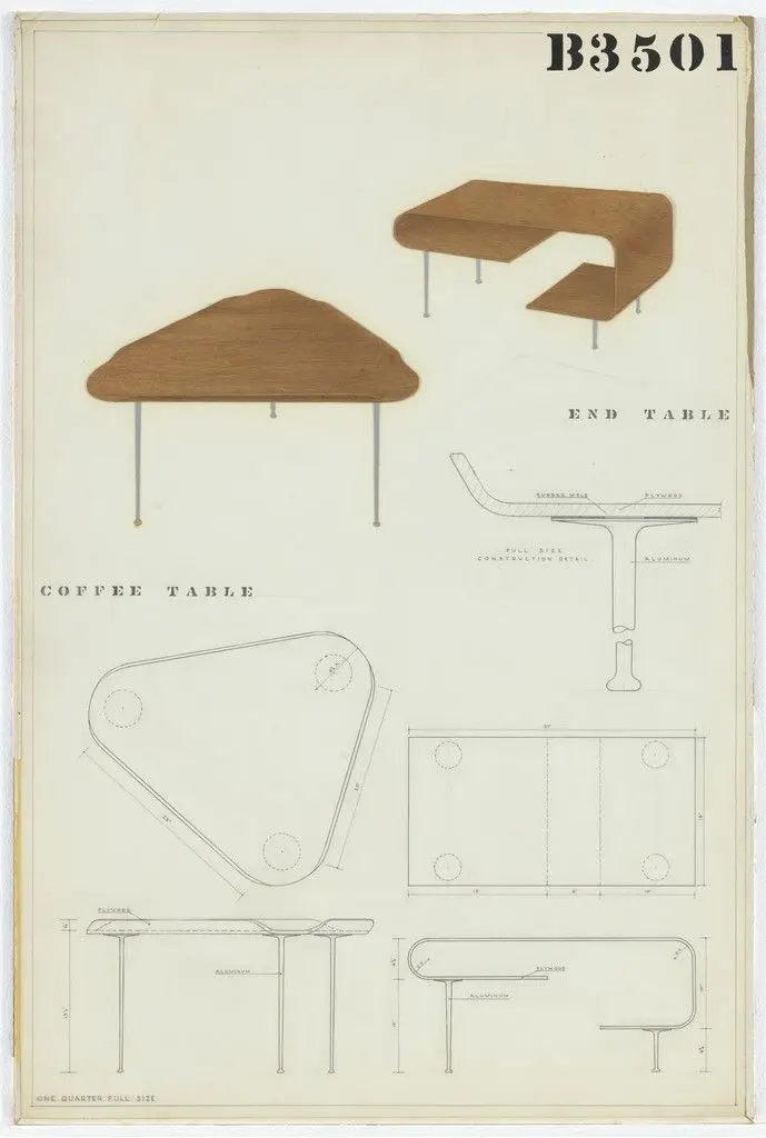 Coffee Table (Entry Panel for MoMA Competition for Organic Design in Home Furnishings) by Charles Eames, Eero Saarinen
