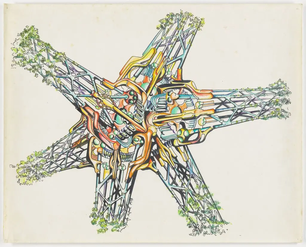 Biomorphic Biosphere project (Compression computerized building machine) by Glen Howard Small