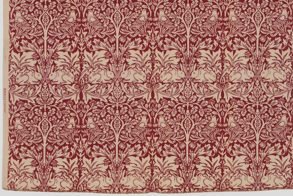 Rabbit Pattern Printed Fabric (no. 23583) by William Morris