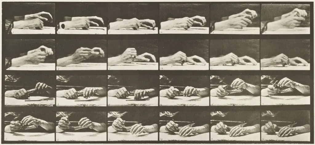 Movement of the Hand, Hand Changing Pencil: Plate 536 from Animal Locomotion by Eadweard J. Muybridge
