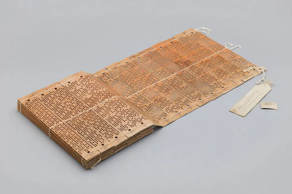 Jacquard loom punched cards for the fabric book cover of Tkanina Polska (Polish Fabric) by Magdalena Abakanowicz