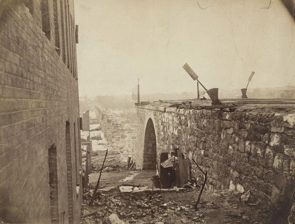 Ruins of Richmond & Petersburg Railroad Bridge, Richmond, Virginia by Mathew B. Brady (studio of)
