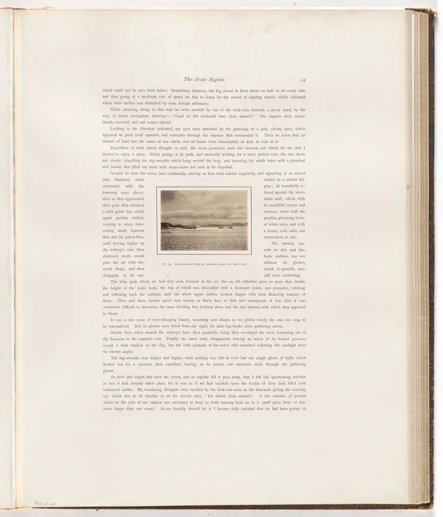 "Instantaneous view of icebergs passed off the coast" by George P. Critcherson, John L. Dunmore, William Bradford