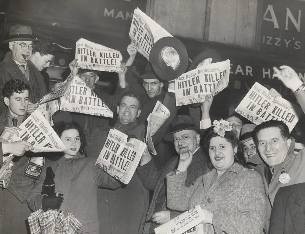 "As the Report of Hilter's Death Was Recieved in the City" by Associated Press