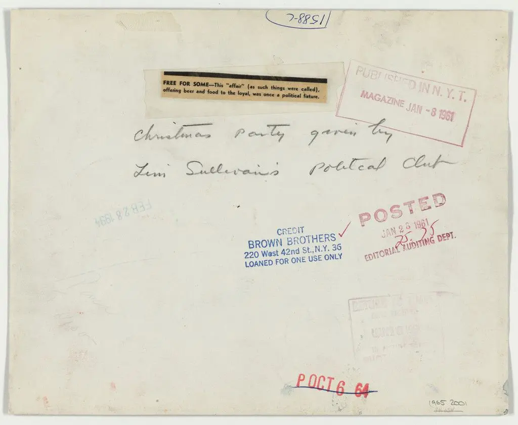 Christmas Party Given by Jim Sullivan's Political Club, New York by Brown Brothers